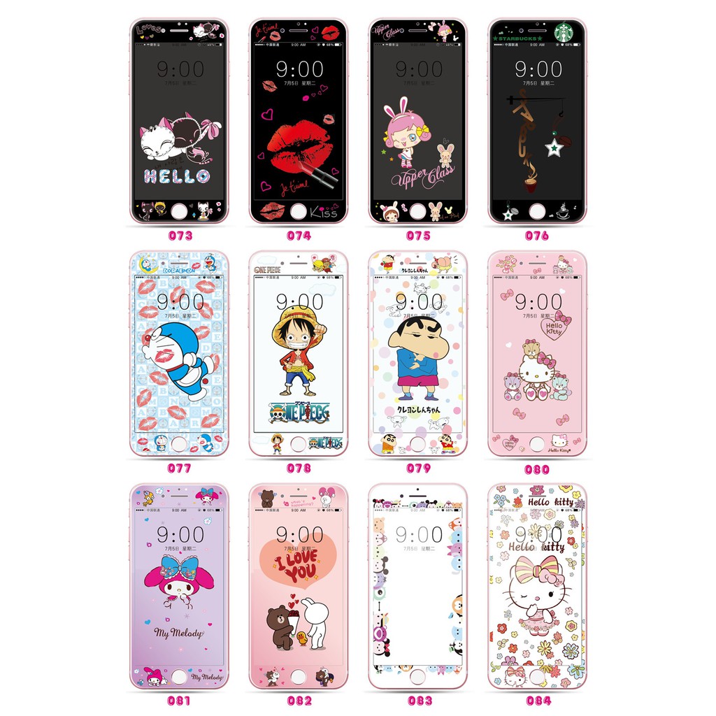 Tempered Glass Cartoon Tempered Glass Full Protector iphone 6 6s i8 i7 plus Iphone8 Iphone7 Plus Se2 iphone6 iphone6s