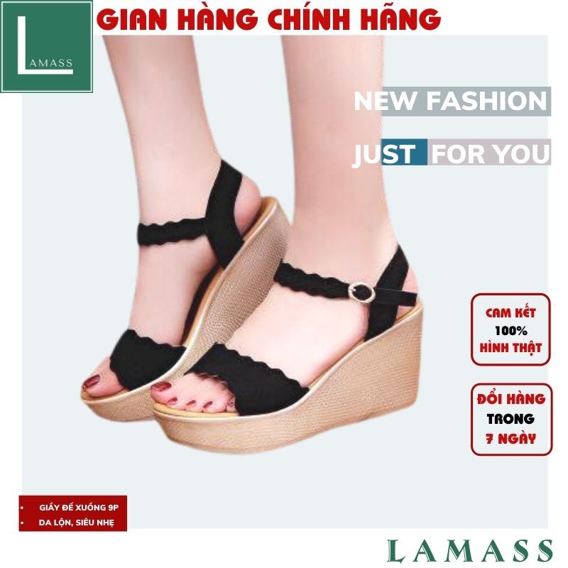 Giày đế xuồng💚giày nữ ,Giày cao gót 9 phân đế xuồng bản gợn sóng- LAZASHION