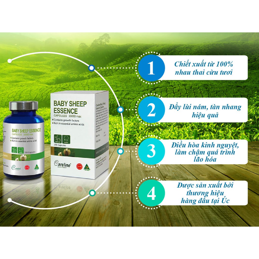 Viên Uống Nhau Thai Cừu Careline Baby Sheep Essence Tăng Cường Nội Tiết Tố Hộp 60 Viên - NT086