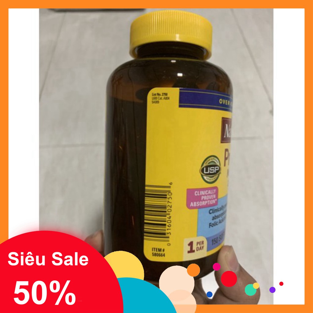 SALE KHÔ MÁU [150 Viên] Thuốc Bổ Cho Bà Bầu Nature Made Prenatal Multi DHA - Mẫu Mới SALE KHÔ MÁU