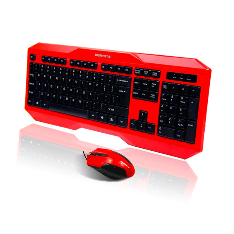 combo Bộ bàn phím có dây PS2, chuột dây USB 2.0 CLV C83a màu đỏ, chuyên phòng net sll giá tốt