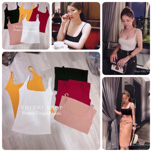 Áo 2 dây dáng ôm body chất đẹp, Áo thun 2 dây tôn dáng vải cotton co giãn CS1001 - NhiNhiShop | BigBuy360 - bigbuy360.vn