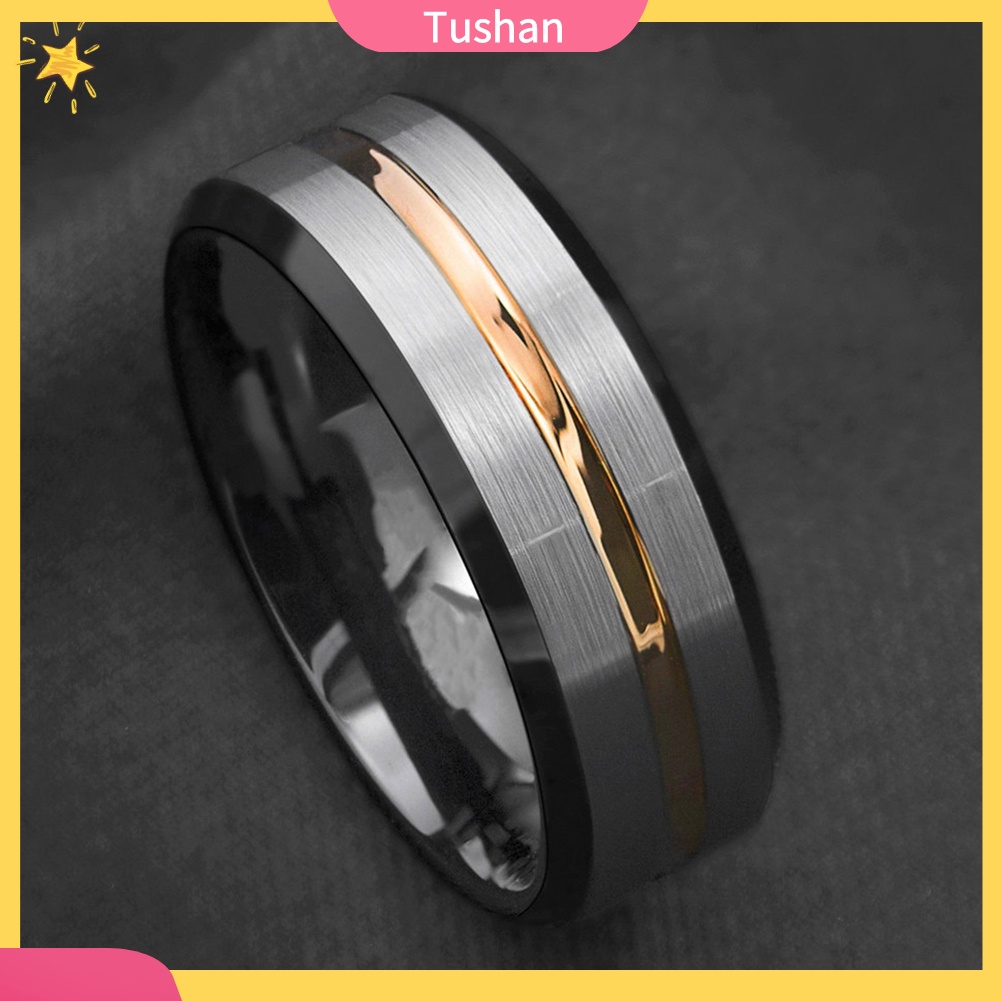 Nhẫn thép Titan có sọc thời trang cho nam