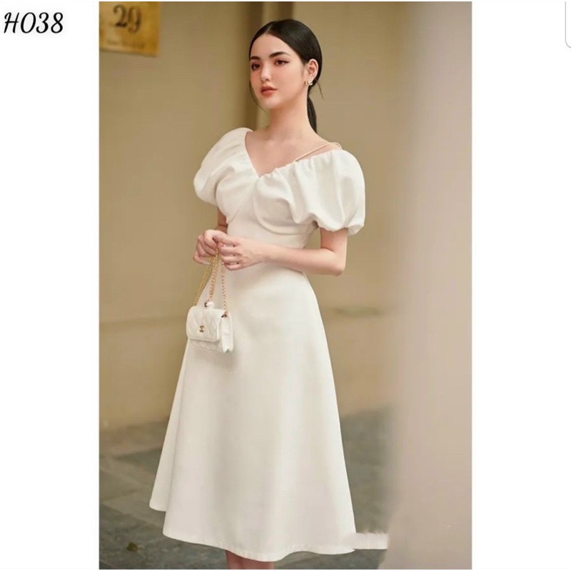 Váy trắng dự tiệc tiểu thư trễ vai Julimis