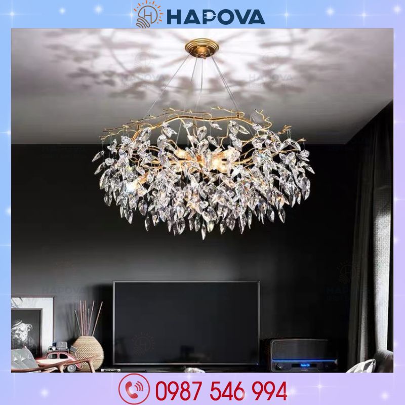 Đèn chùm thả pha lê cao cấp HAPOVA DOLKI 2030 + Tặng kèm bóng led 3 màu