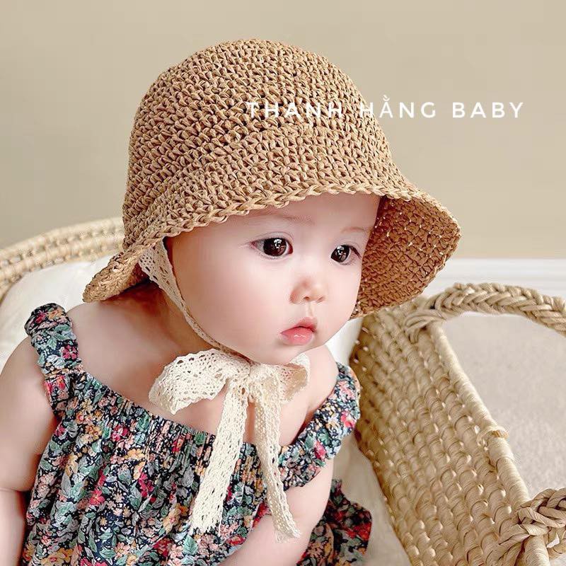 Mũ Cói Trẻ Em Hàn Quốc, Mũ Cói Đi Biển Cho Bé Thanh Hằng Baby 6 Tháng Đến 2 Tuổi