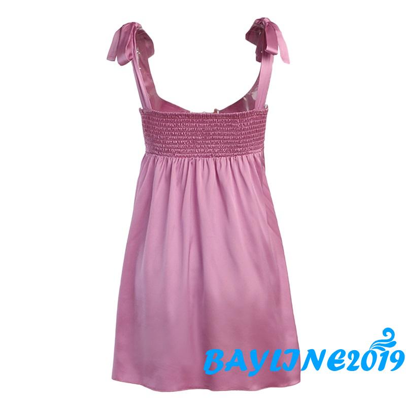 Bay-đầm Satin Không Tay Cổ Chữ U Màu Trơn Cắt Xẻ Cổ Chữ U Cho Nữ