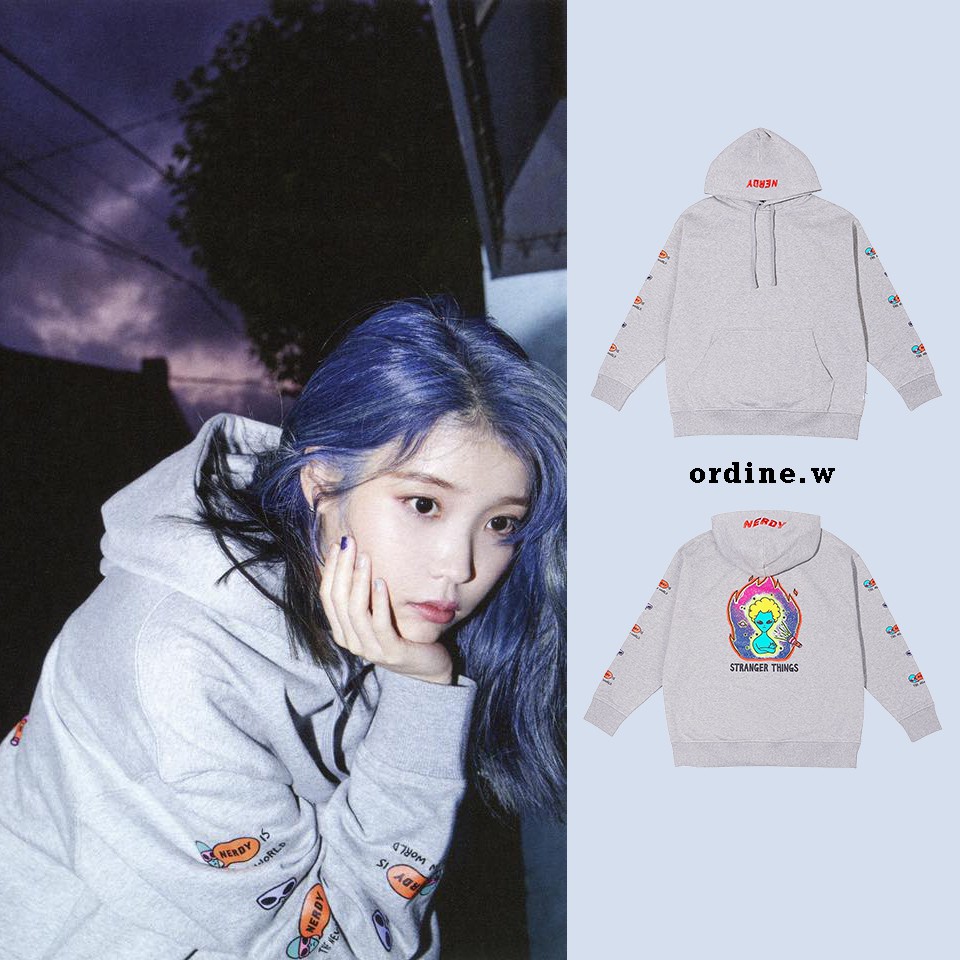 Sẵn_Áo hoodie IU in hình người ngoài hành tinh