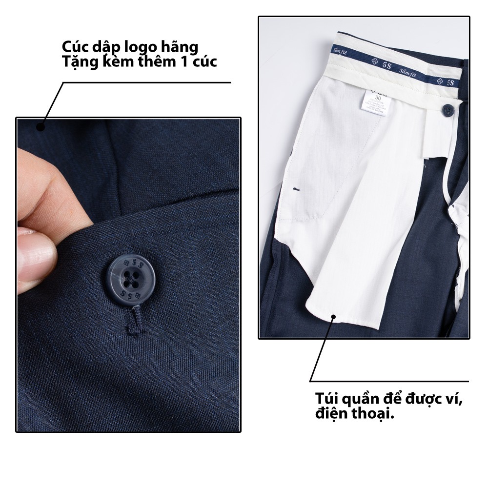 Quần Tây Nam 5S Họa Tiết Màu Tím Than , Dáng Ôm Vừa, Chất Liệu Ít Nhăn, Thoáng Mát, Thấm Hút Tốt (QAU0407S1DEN) | BigBuy360 - bigbuy360.vn