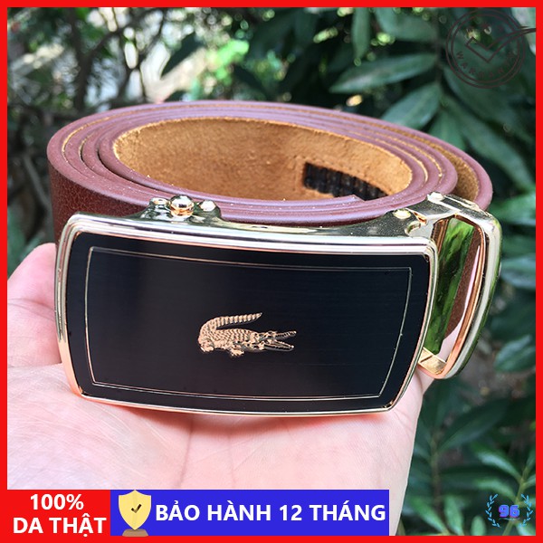 Thắt lưng nam cao cấp, khóa tự động, mặt hình cá sấu, da bò nguyên miếng, da thật 100% - S96TL01