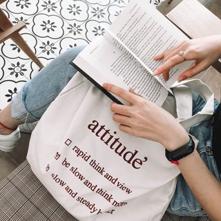 Túi Attitude chữ đỏ- túi tote đeo vai