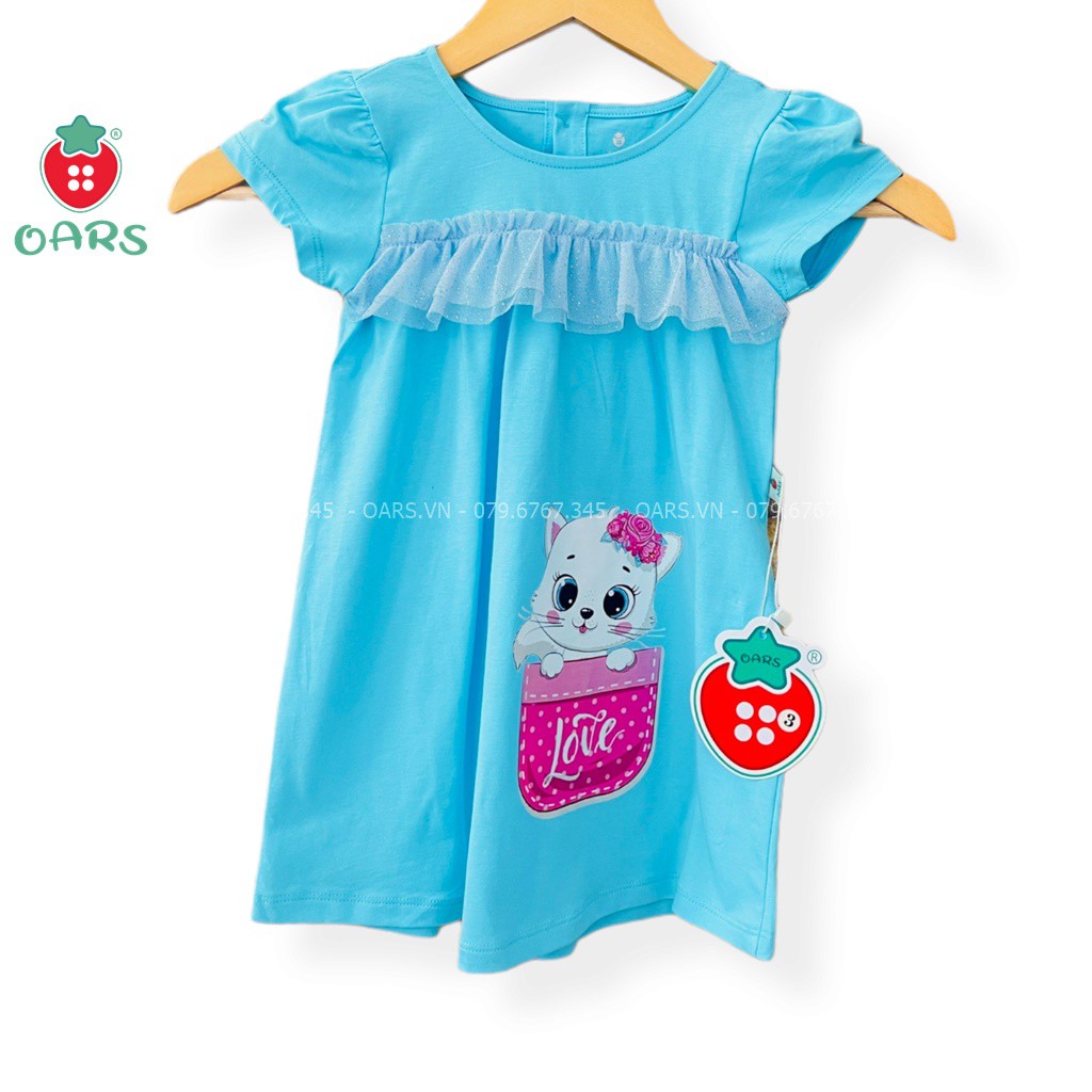 Đầm bé gái đẹp - Áo đầm chữ A cho bé Đầm váy trẻ em thiết kế chất cotton hàng cao cấp in hình mèo xinh dễ thương 9-24 kí