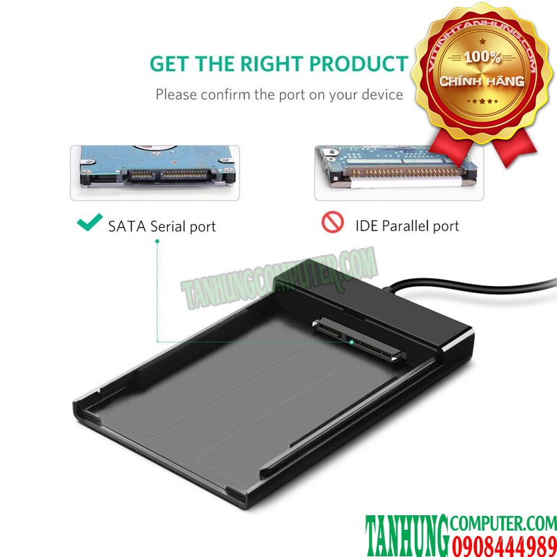 BOX 2.5" SATA HDD - USB 3.0 Cao Cấp UGREEN 30847 US221 màu đen | BigBuy360 - bigbuy360.vn