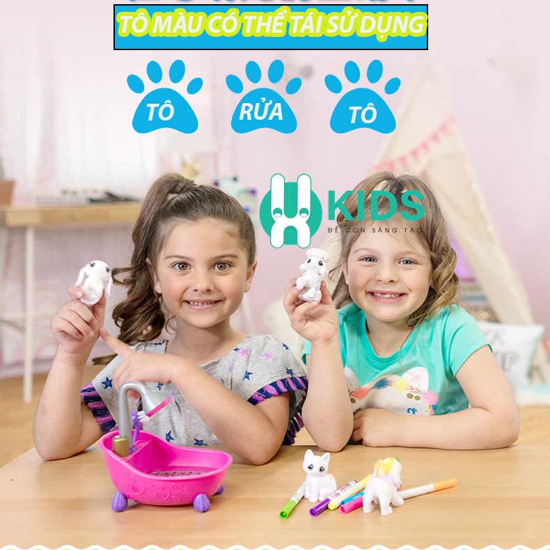 Đồ chơi tô màu con vật có thể rửa sạch và tái sử dụng cực kì thú vị, tô tượng thú cưng sáng tạo cho bé