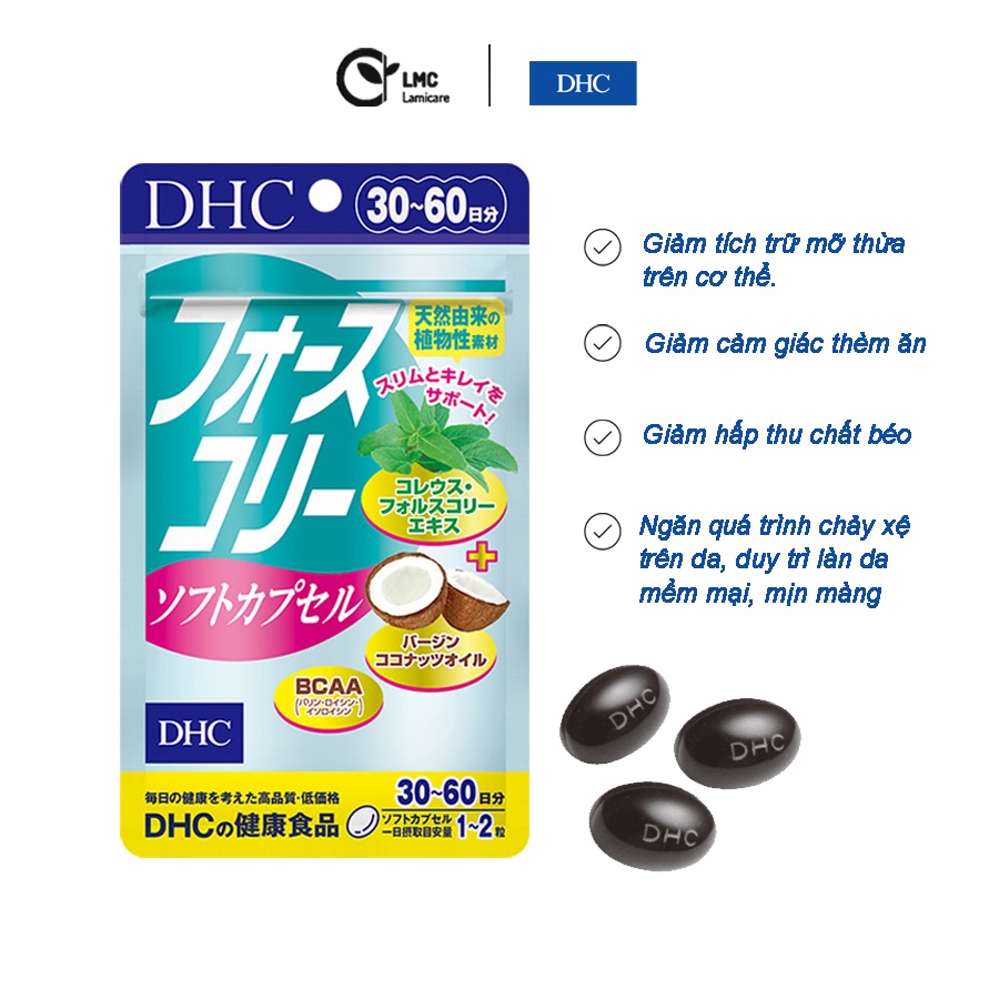 Viên uống dầu dừa hỗ trợ giảm cân DHC Forskohlii Soft Capsule