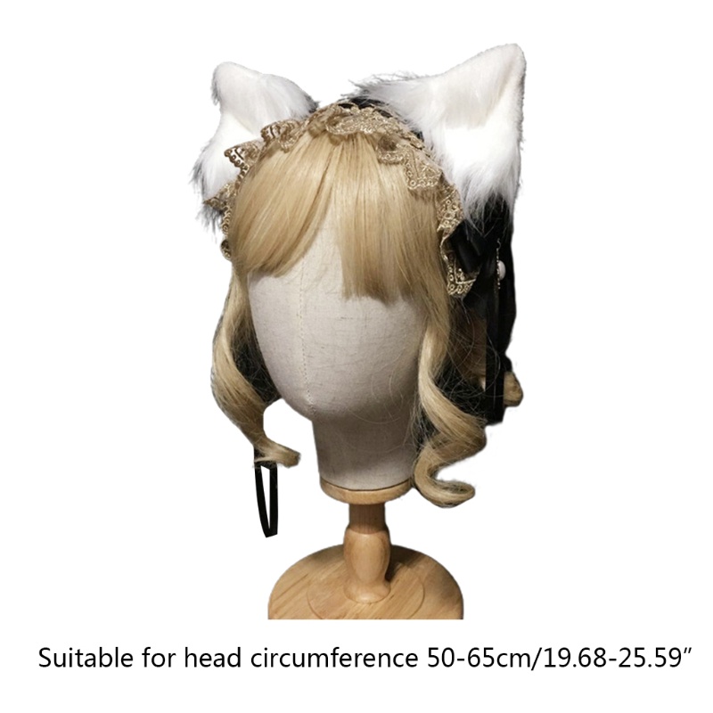 Băng Đô Tai Mèo Phối Ren Và Ruy Băng Phong Cách Lolita Nhật Bản