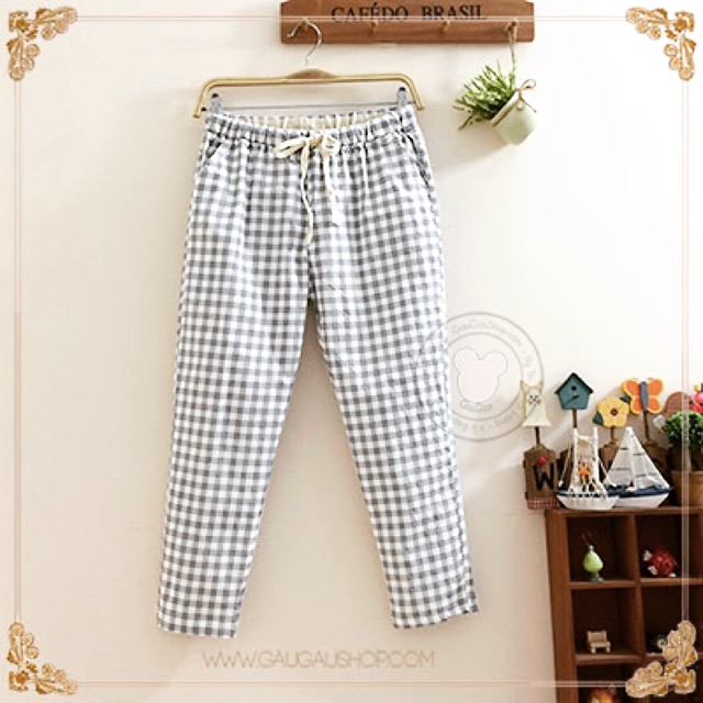 Quần baggy sọc caro