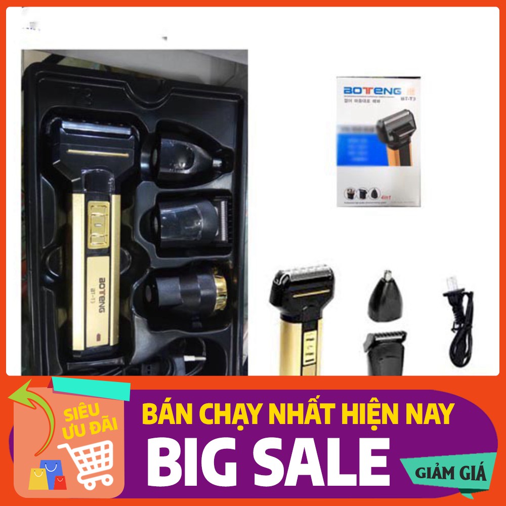 Bộ máy cạo râu,Tông đơ cắt tóc 4 trong 1 BOTENG BT-T3 Thế Hệ Mới (Đen vàng)