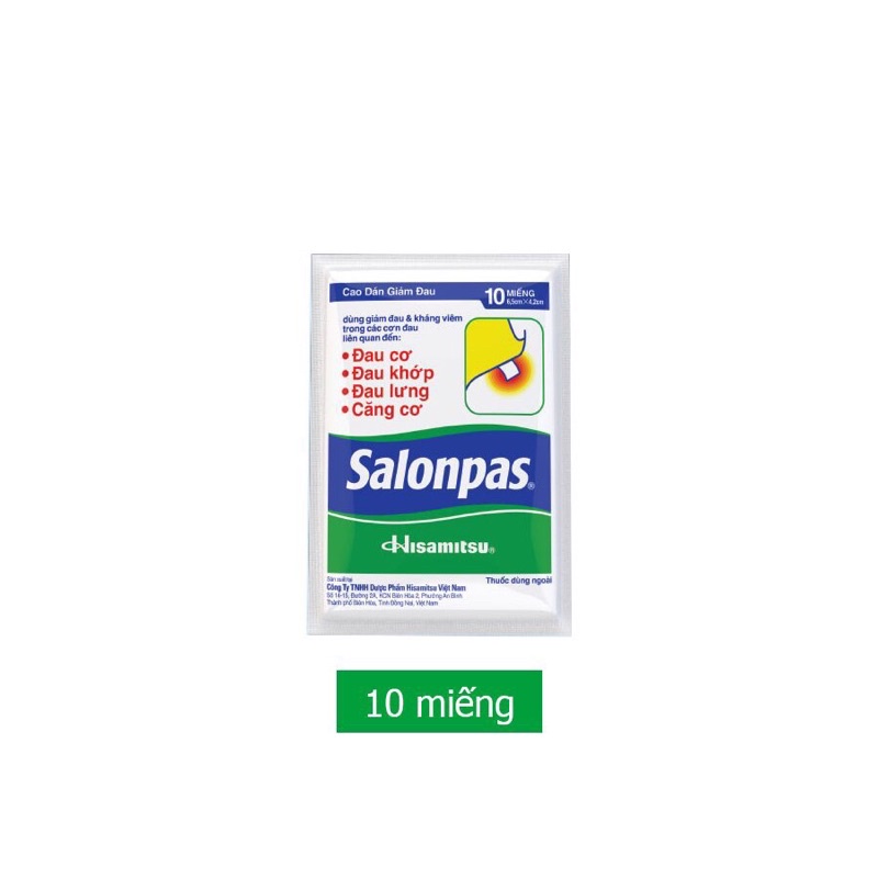 Cao dán giảm đau Salonpas giúp giảm đau cơ, đau lưng, bầm tím, bong gân hiệu quả
