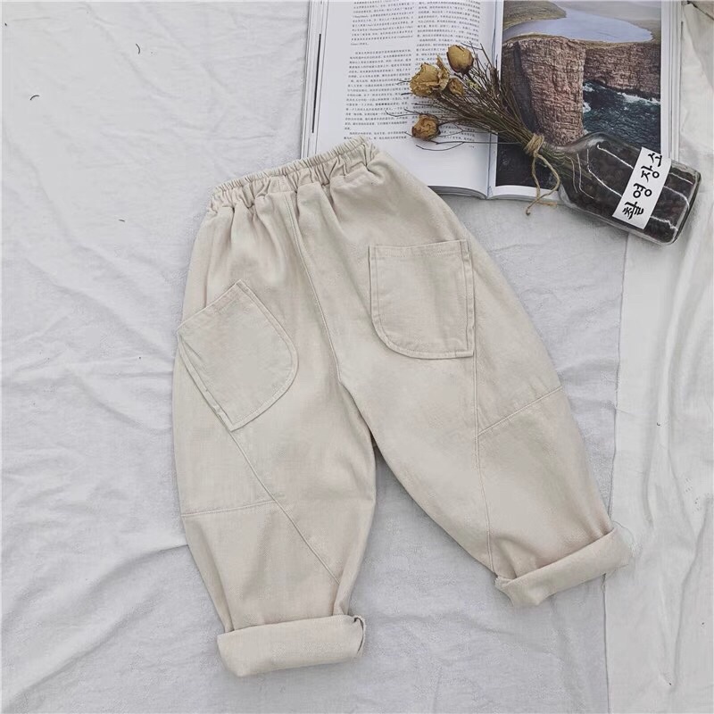 Quần jean Hàn Quốc túi rộng phù hợp bé trai bé gái size 80-140