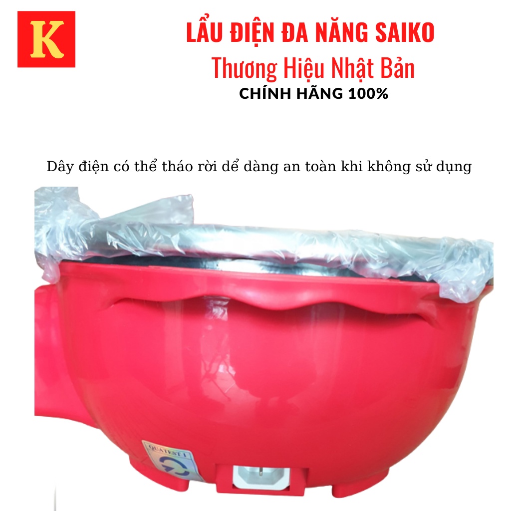 Nồi lẩu điện Saiko MC 3535S-lẩu điện 3l5-1800W nấu nhanh-hàng chính hãng-bảo hành 18 tháng toàn quốc