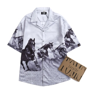 Áo Sơ Mi TÓM Nam/Nữ Fullbox họa tiết DARK HORSE, vải lụa thoáng mát, không nhăn, form regulafit, áo sơ mi tay ngắn