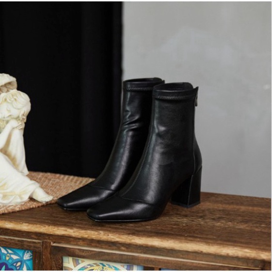 Boots da trơn ôm cổ chân đế 7 cm sang chảnh G019