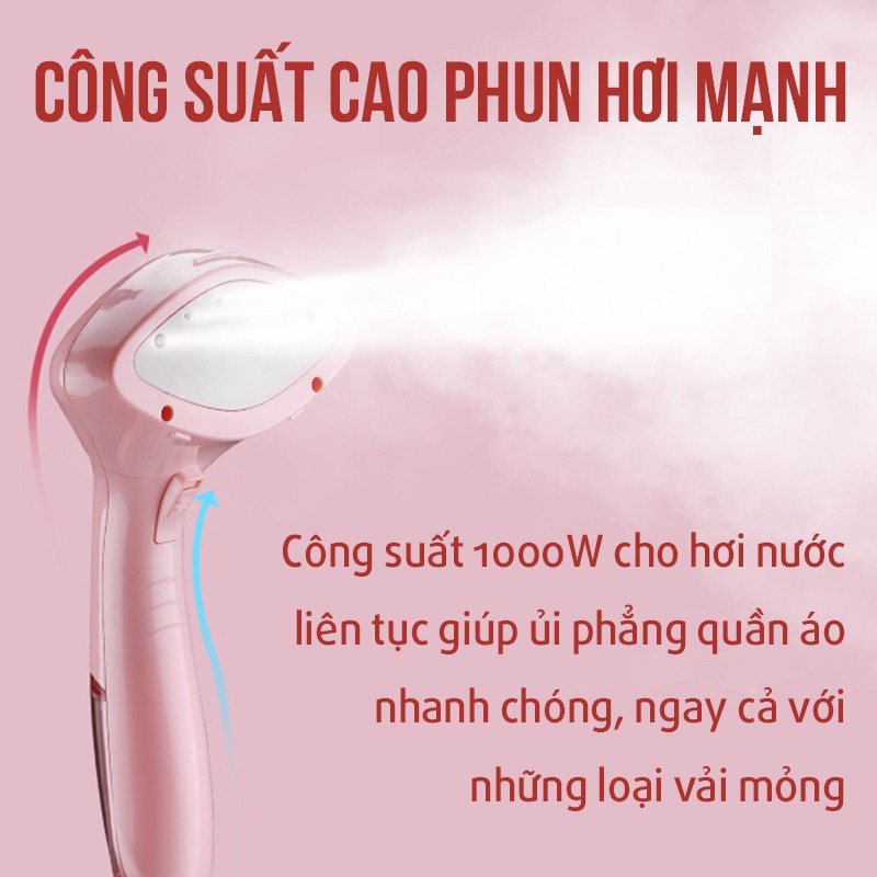  Bàn Ủi Hơi Nước Cầm Tay Bàn Là Hơi Nước Công Suất 1000W Dung Tích 98ml Nhỏ Gọn, Tiện Lợi