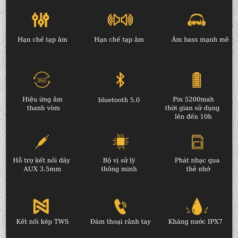 Loa TWS kết nối bluetooth bass trầm chống nước pin trâu chính hãng XDOBO x7