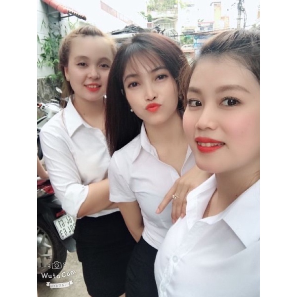 ÁO SƠ MI CỘC TAY, áo sơ mi trắng chất lụa chống nhăn, áo sơ mi công sở cổ đức sơ mi dài tay dáng suông  _ảnh thật