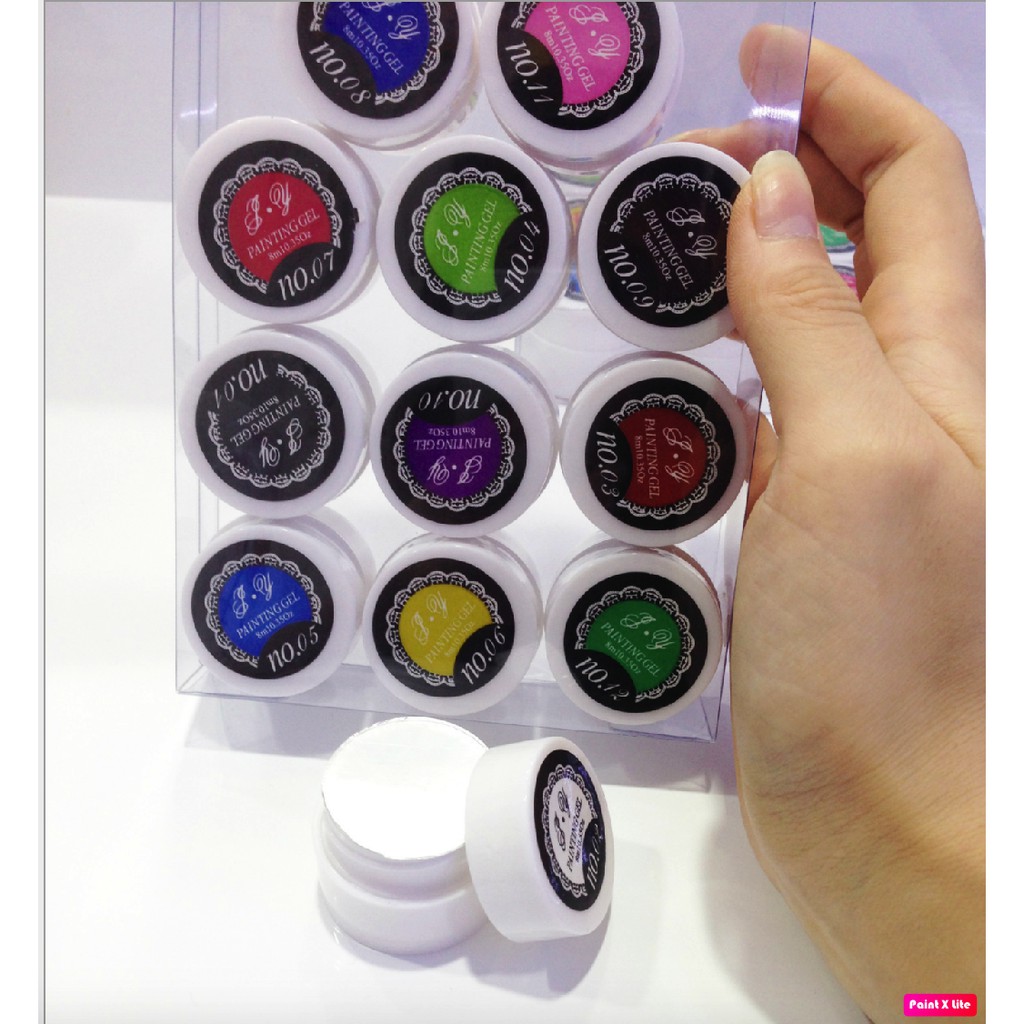 Set Gel Vẽ 12 Màu Dùng Vẽ Cọ Bản Trang Trí Móng