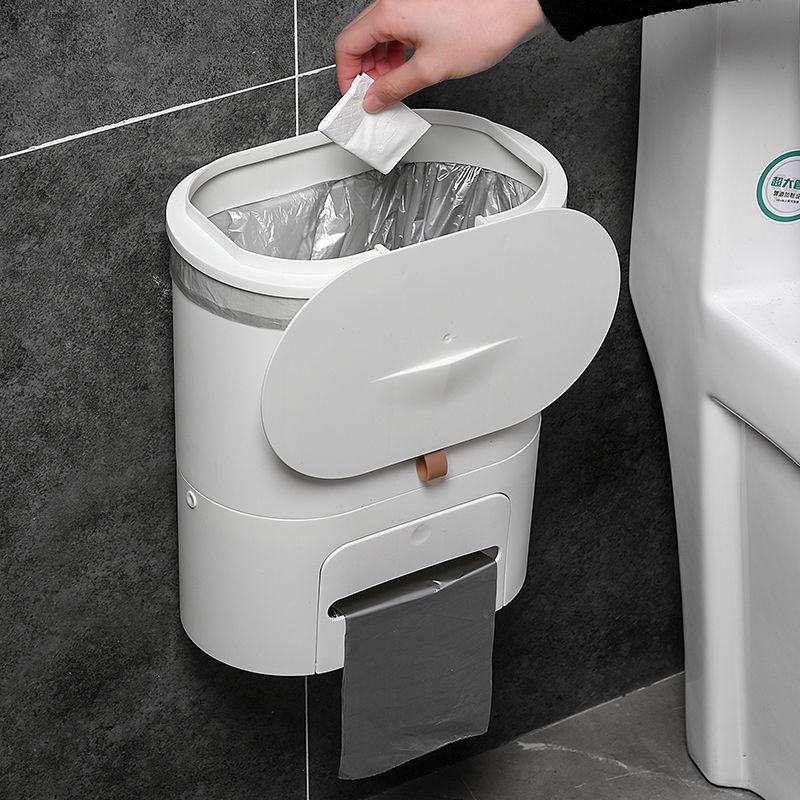 Thùng rác phòng tắm nhà bếp sang trọng nhẹ treo có nắp Thùng rác gia đình dung tích lớn
