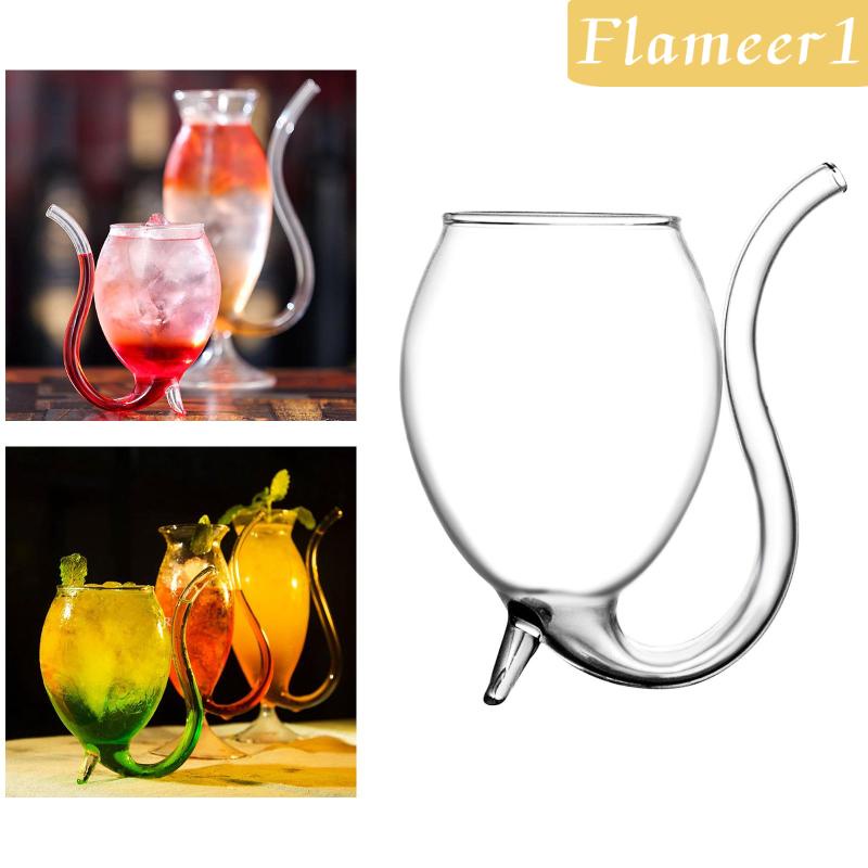 [Flameameer1] Ly Thủy Tinh Uống Cocktail Martini Với Ống Hút Dài Trang Trí Nhà Hàng