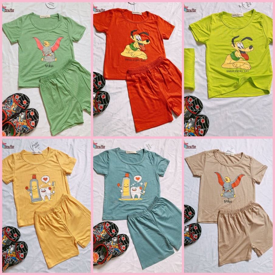 [HCM] Đồ bộ mặc nhà cho bé 5-17jg vừa in hoạt hình dễ thương, Cotton thun lạnh Minky Mom, vải Sài Gòn (NamyShop39)