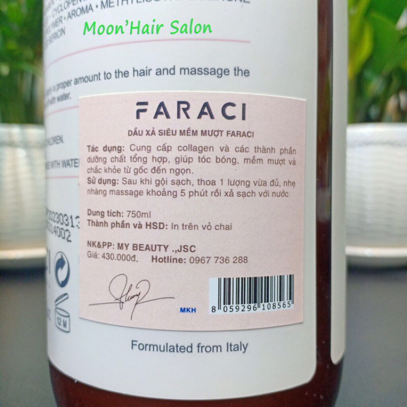 CẶP DẦU GỘI XẢ FARACI 750MLx2 Mẫu Mới Nhất 2021 Phục hồi tóc hư tổn tái tạo cấu trúc tóc – siêu mềm mượt