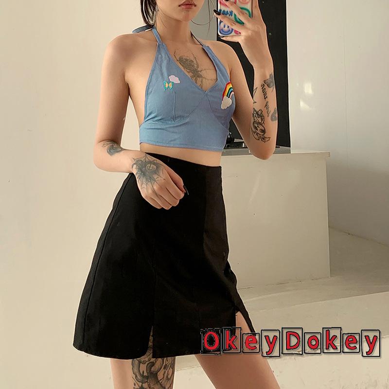 Áo Ngực Cổ Chữ V Khoét Sâu Hở Lưng Thêu Họa Tiết Cầu Vồng Cột Dây Gợi Cảm Thời Trang Cho Bạn