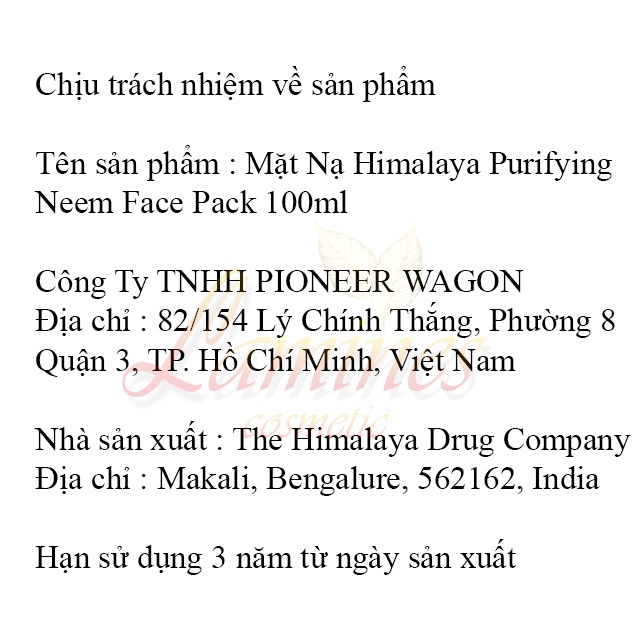 Mặt Nạ Đất Sét Lá Neem Himalaya Loại Bỏ Mụn Bã Nhờn và Mờ Thâm | Himalaya Neem Face Pack 100ml - Tặng Cọ Quét