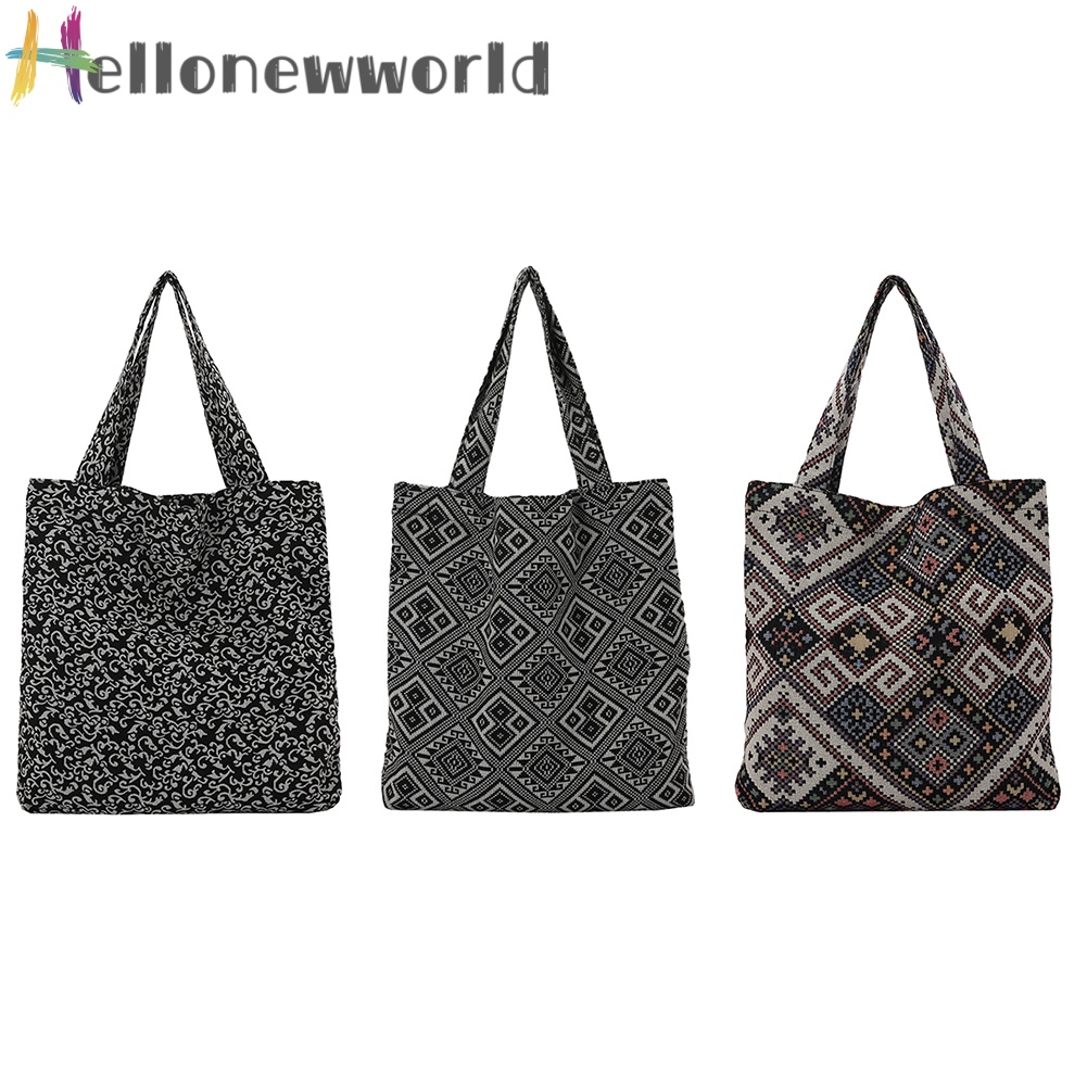 Túi tote đeo vai bằng vải canvas họa tiết sọc caro phong cách vintage dành cho nữ