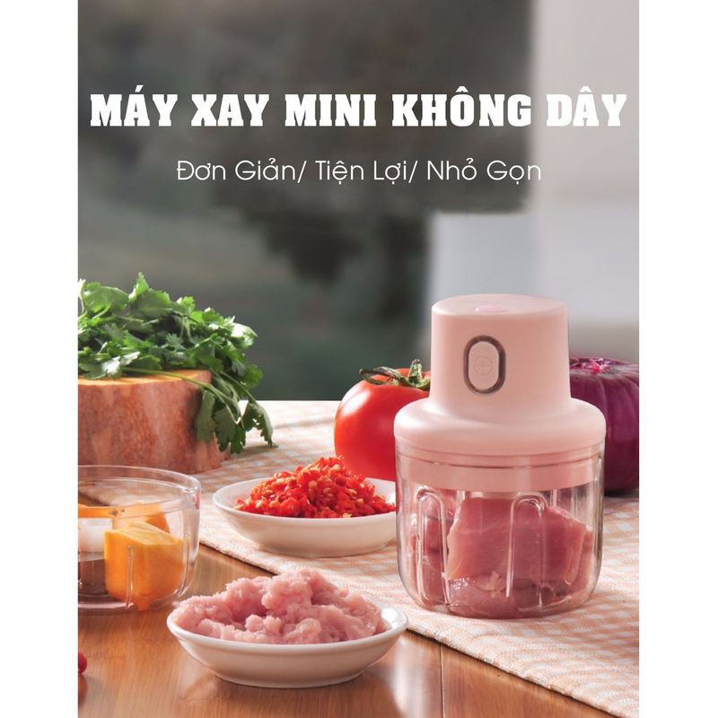 Máy xay đa năng cầm tay nhỏ gọn mini food chopper,máy xay mini tự động dùng sạc,tiện dụng dễ sử dụng,dễ vệ sinh