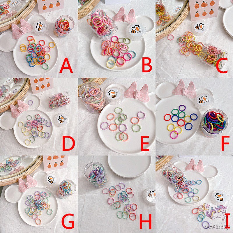 Dây buộc tóc bằng cao su màu huỳnh quang phong cách Hàn Quốc cho bé gái