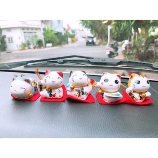[RẺ VÔ ĐỊCH ] Bộ 05 Mô Hình Mèo Thần Tài Maneki Neko Cực Xinh Cho Các Bạn Trang Trí Xe Hơi, Góc Làm Việc