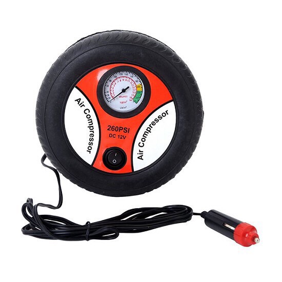 BƠM LỐP TRÒN MINI ĐIỆN 12V ĐA NĂNG: BƠM XE ĐẠP, XE MÁY, Ô TÔ, BƠM BÓNG, BƠM- Máy bơm lốp ô tô I Máy bơm hơi xe ô tô mini