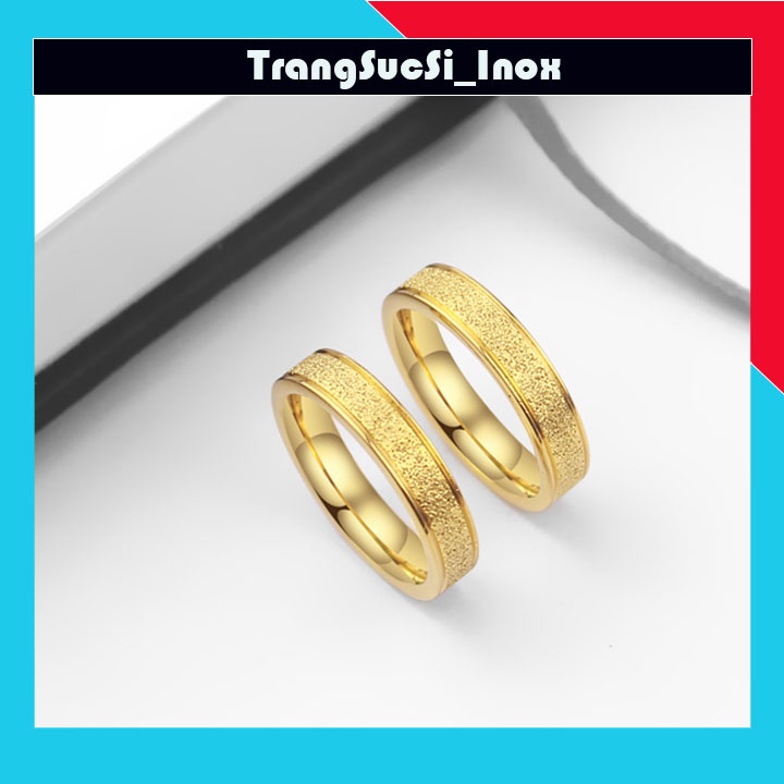 Sỉ nhẫn inox mạ  vàng phun cát sáng đẹp không đen