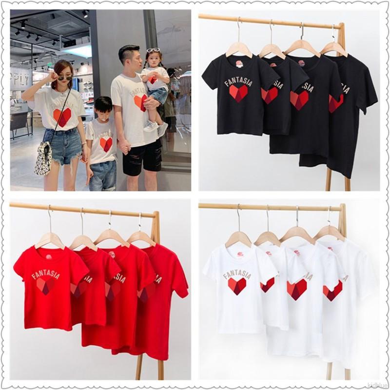 Áo thun ngắn tay in họa tiết trái tim sành điệu dành cho gia đình