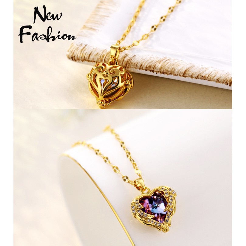 Dây chuyền nữ titan hình trái tim đính đá siêu đẹp, bền màu, hợp thời trang, dễ phối đồ