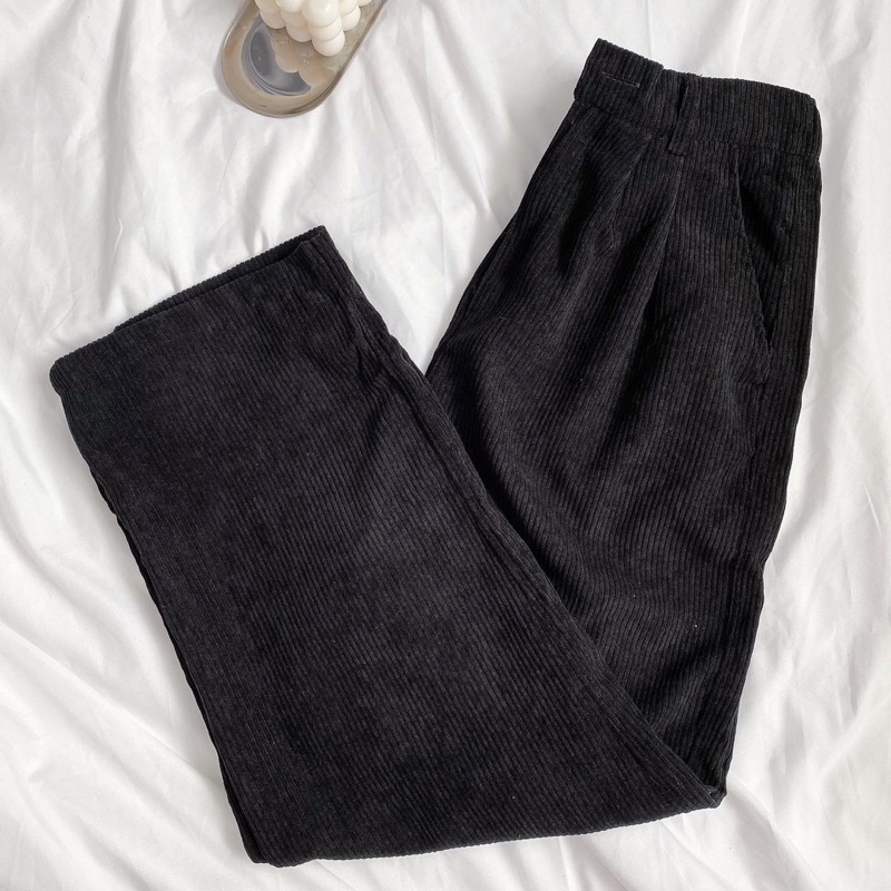 Quần suông nhung gân unisex HOMIES nút gài