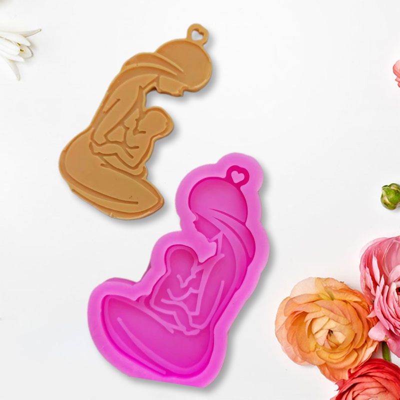 Khuôn Làm Móc Khóa Bằng Nhựa Resin Hình Mẹ Đang Cho Con Bú
