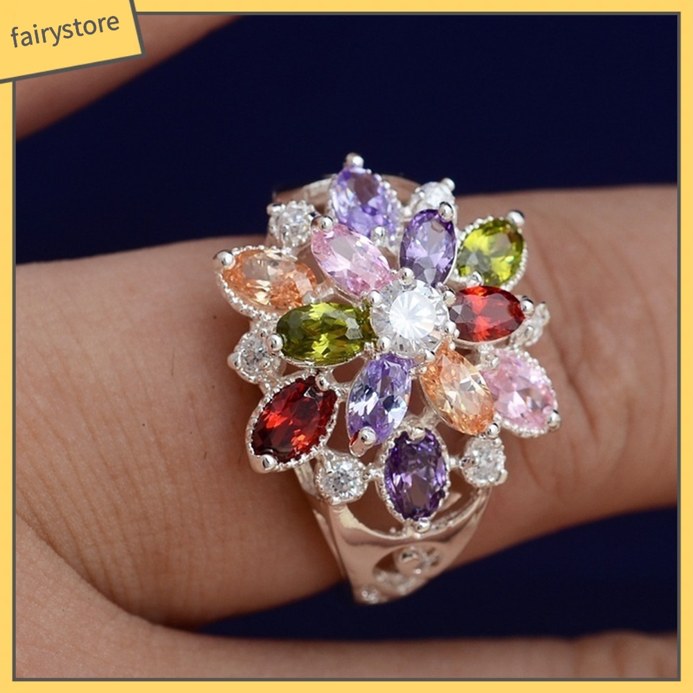 Nhẫn Đính Hôn Đính Đá Nhân Tạo Nhiều Màu Dành Cho Nữ