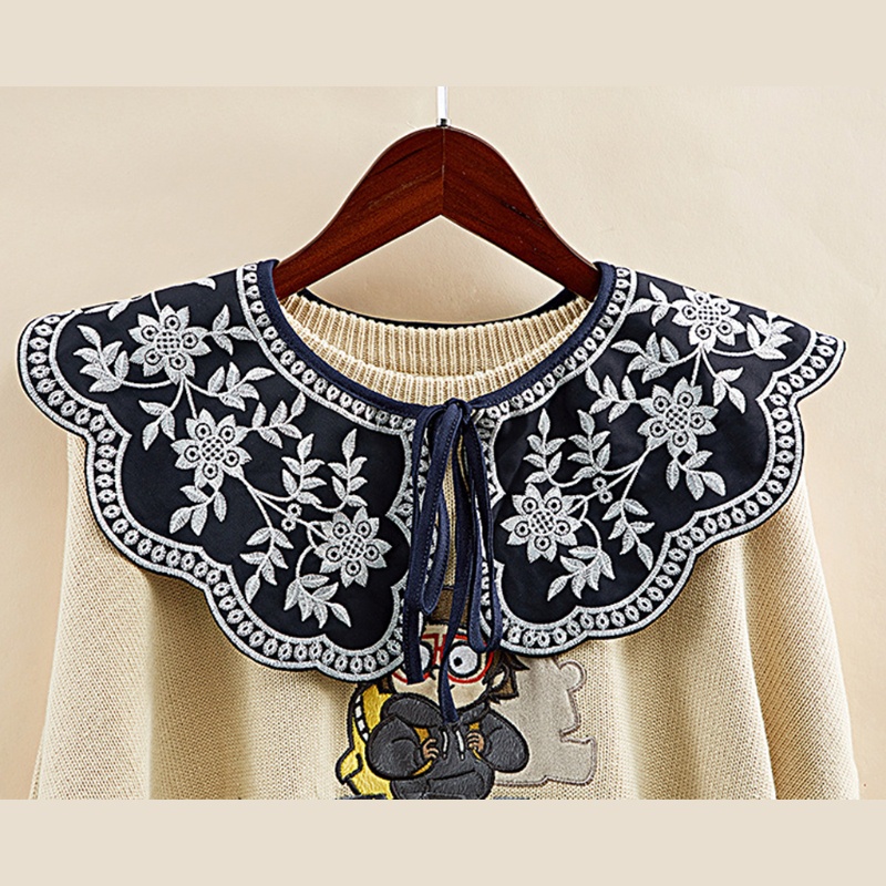 Khăn Choàng Vai Giả Khăn Choàng Thêu Hoa Phối Dây Cột Kiểu Vintage