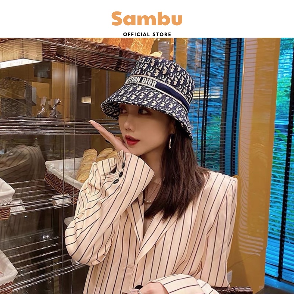 Mũ bucket kaki Sambu, nón tai bèo thêu chữ dio